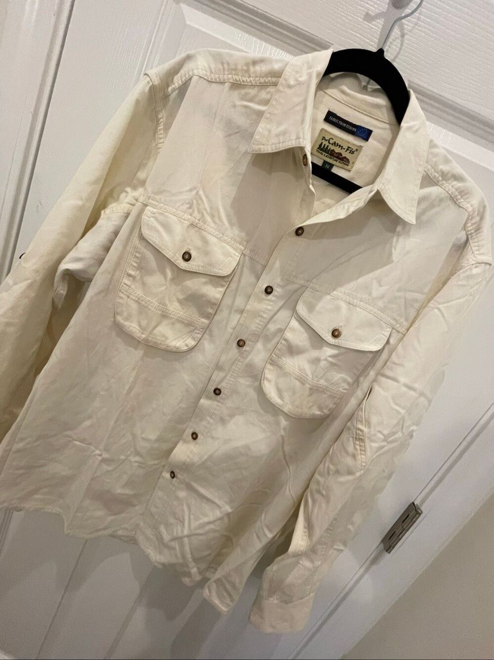 ProCam-Fis Men’s Medium Safari Utility Shirt Jacket 100% Cotton Ivory